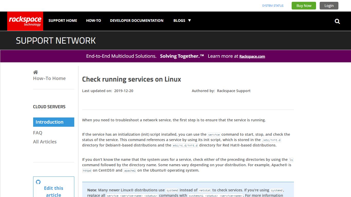 Check running services on Linux - Rackspace Technology