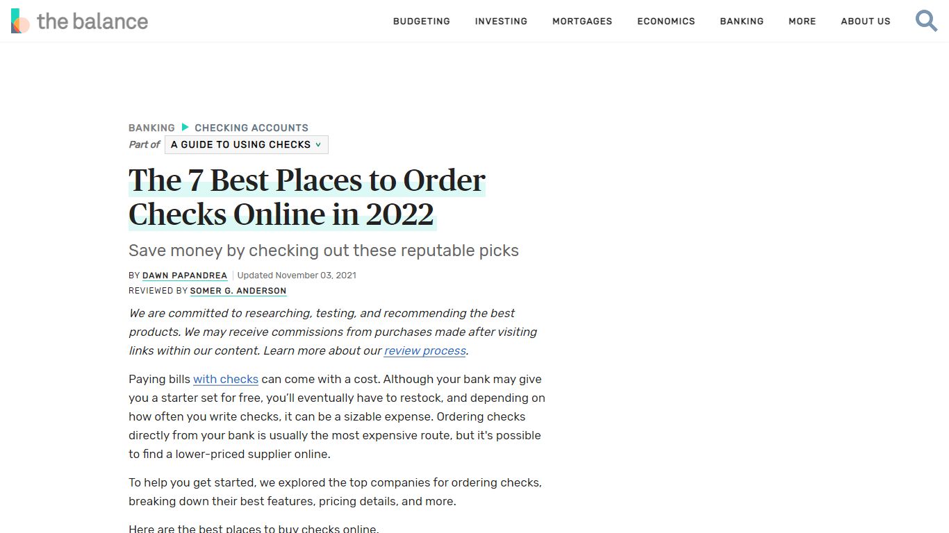 The 7 Best Places to Order Checks Online of 2022 - The Balance